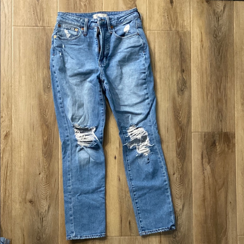 Distressed Blue Jeans